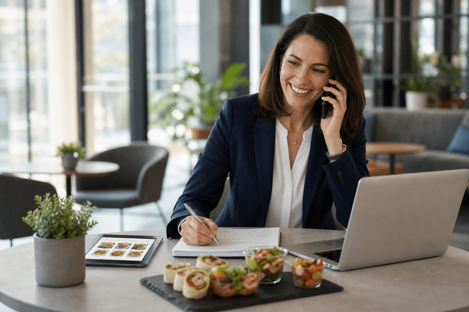 ZipCity team member helping a client plan catering over a call